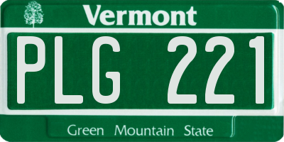 VT license plate PLG221