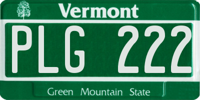 VT license plate PLG222