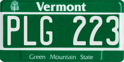 VT license plate PLG223