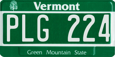 VT license plate PLG224