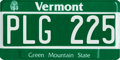 VT license plate PLG225