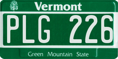 VT license plate PLG226
