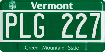 VT license plate PLG227
