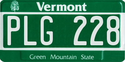 VT license plate PLG228