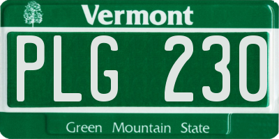 VT license plate PLG230