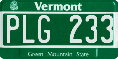 VT license plate PLG233