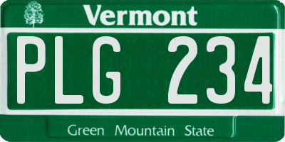 VT license plate PLG234
