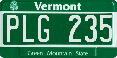 VT license plate PLG235