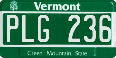 VT license plate PLG236