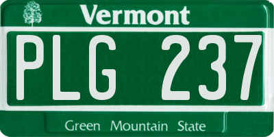 VT license plate PLG237