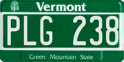 VT license plate PLG238
