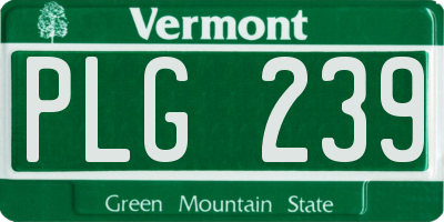 VT license plate PLG239