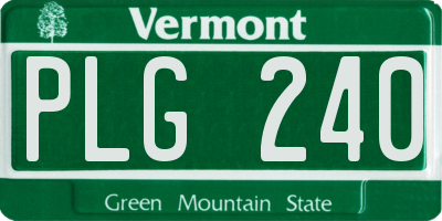 VT license plate PLG240
