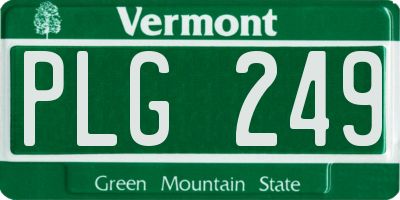 VT license plate PLG249