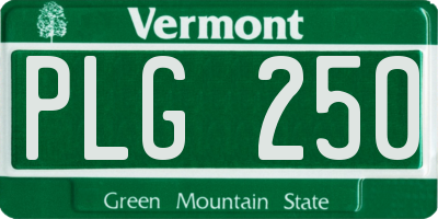 VT license plate PLG250