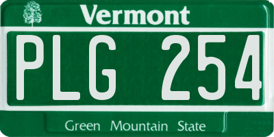 VT license plate PLG254