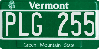VT license plate PLG255