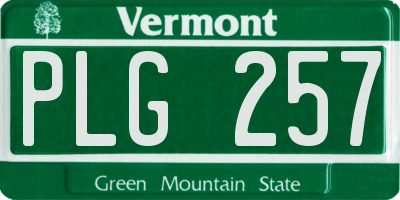 VT license plate PLG257