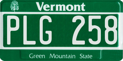 VT license plate PLG258