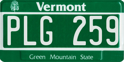 VT license plate PLG259