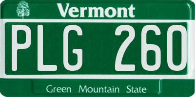 VT license plate PLG260