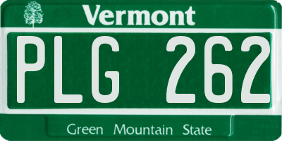 VT license plate PLG262