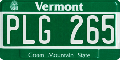 VT license plate PLG265