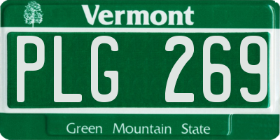 VT license plate PLG269