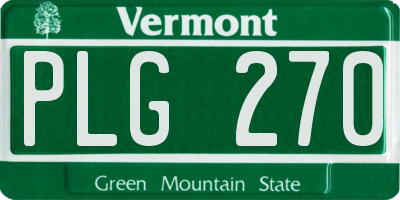 VT license plate PLG270