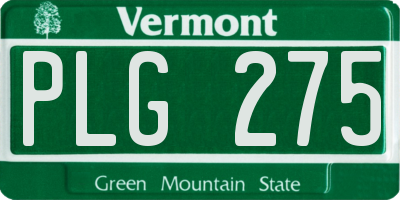 VT license plate PLG275