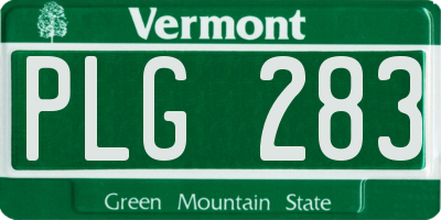 VT license plate PLG283