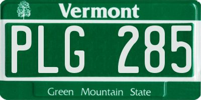 VT license plate PLG285