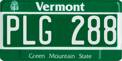 VT license plate PLG288