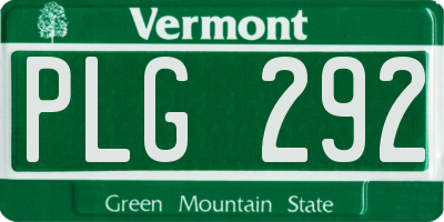 VT license plate PLG292