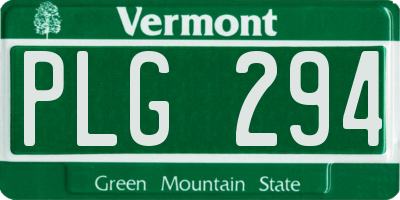 VT license plate PLG294