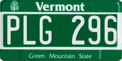 VT license plate PLG296