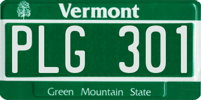 VT license plate PLG301