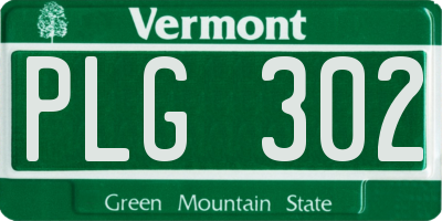 VT license plate PLG302