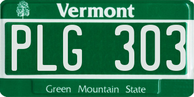 VT license plate PLG303