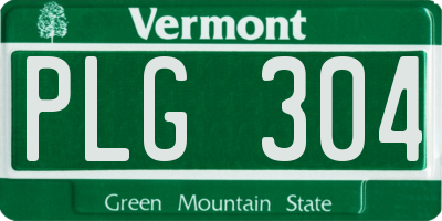 VT license plate PLG304