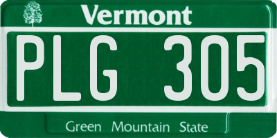 VT license plate PLG305