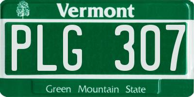 VT license plate PLG307