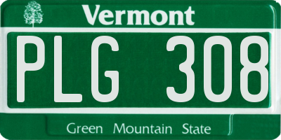 VT license plate PLG308