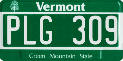 VT license plate PLG309