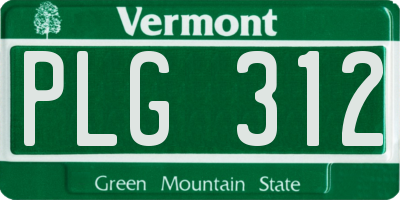 VT license plate PLG312