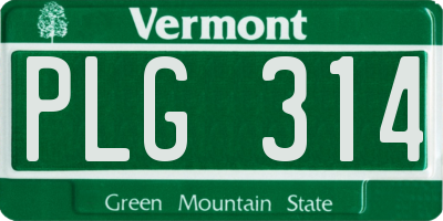 VT license plate PLG314