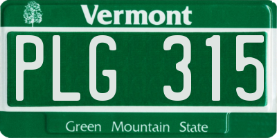VT license plate PLG315