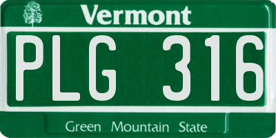 VT license plate PLG316