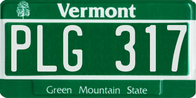 VT license plate PLG317