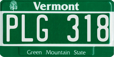 VT license plate PLG318